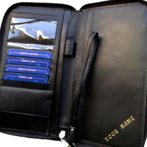 Personalised Travel wallet Organizer with RFID Passport holder Cows leather