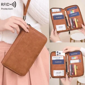 Waterproof RFID Travel Passport Wallet Family Passport Holder Document Organizer