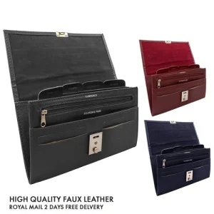 Travel Document Wallet Organizer RFID Passport Holder with Lock, PU Leather