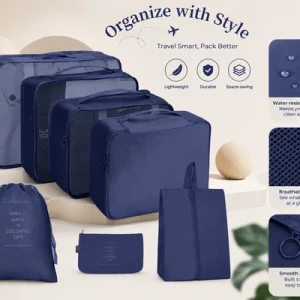 Packing Cubes Luggage Storage Organiser Travel Compression Suitcase Bags 7pcs